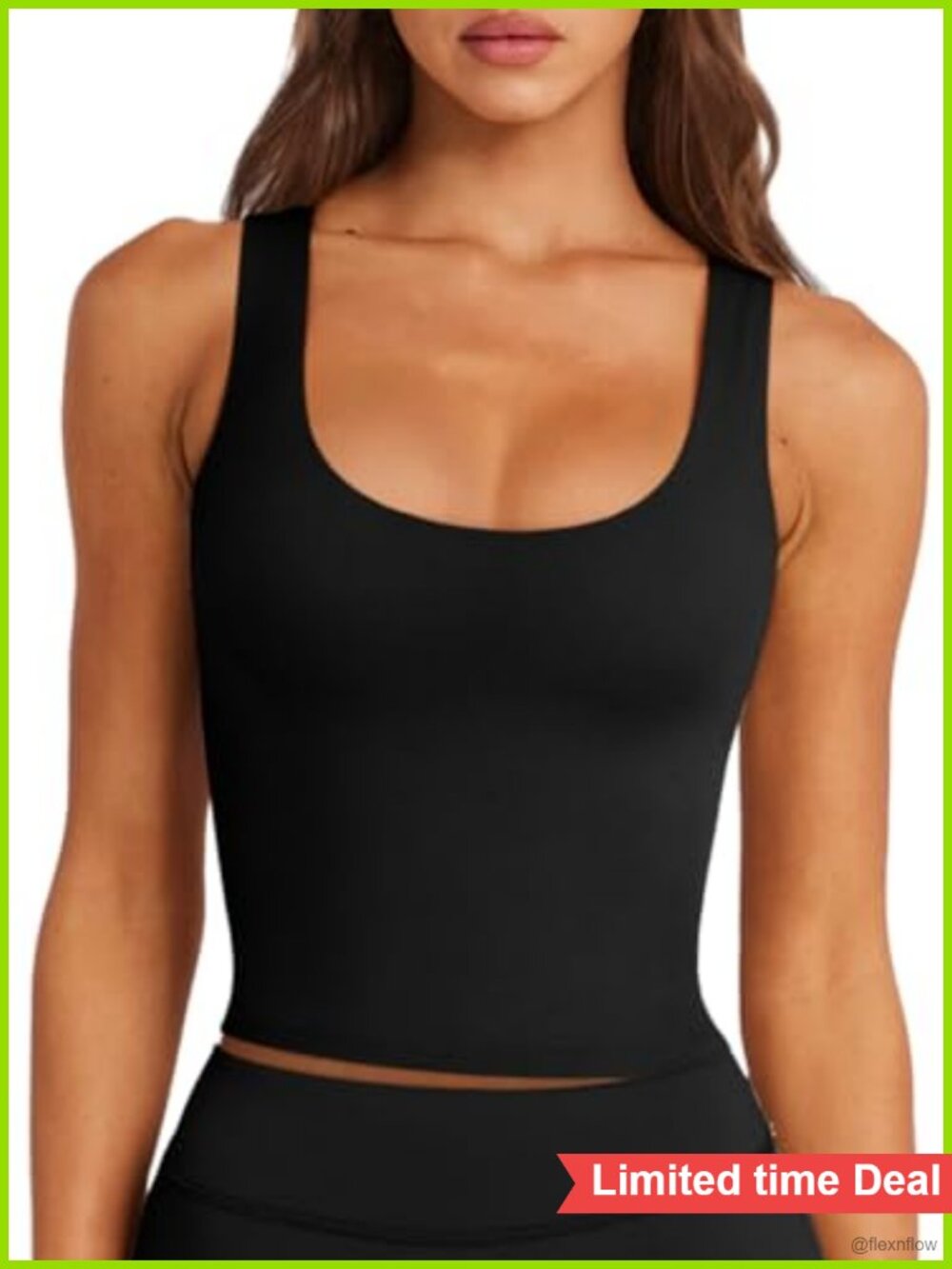 Women's Long Line Sports Tank with Built-In Bra Removable Pads Cropped Yoga Top
